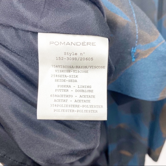 Pomandere Teal and Brown Sleeveless Silk Blend Knee Length Dress Size 8 - Picture 8 of 10